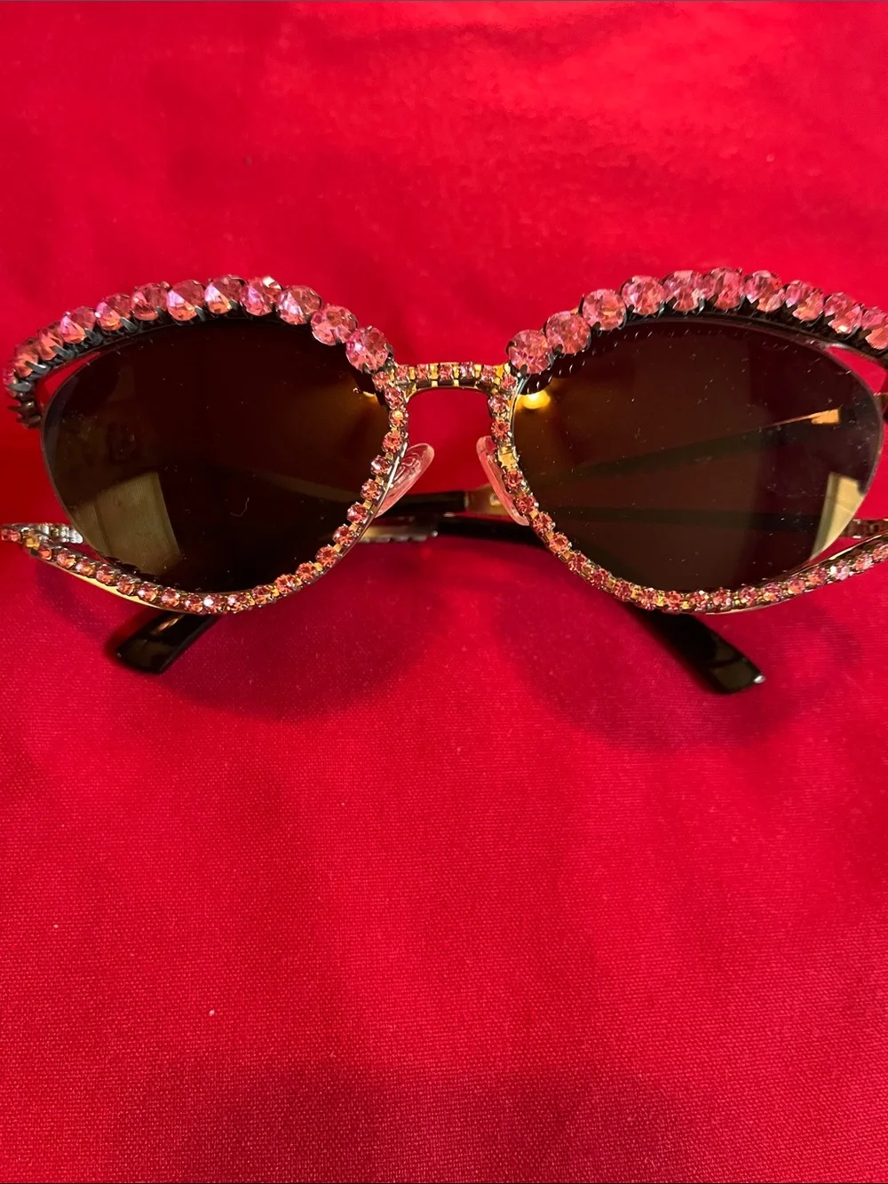 Women's Pink Crystal Frame Sunglasses